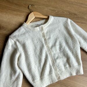 Garage Button-Front Crop Sweater Cardigan